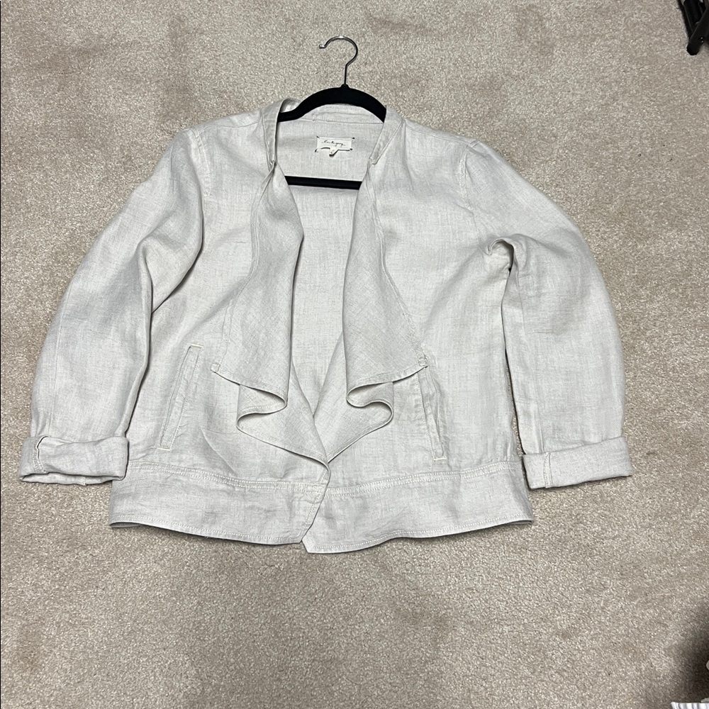 Loft Lou & Grey Linen Cream Open Front Jacket